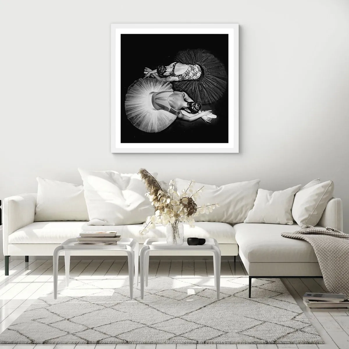 Plakat w białej ramie - Jin i jang – idealna równowaga - 30x30 cm