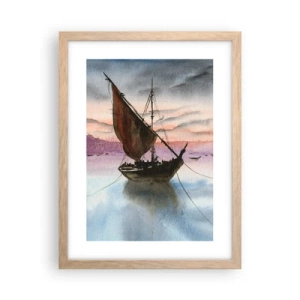 Plakat w ramie jasny dąb - Wieczór w porcie - 30x40 cm