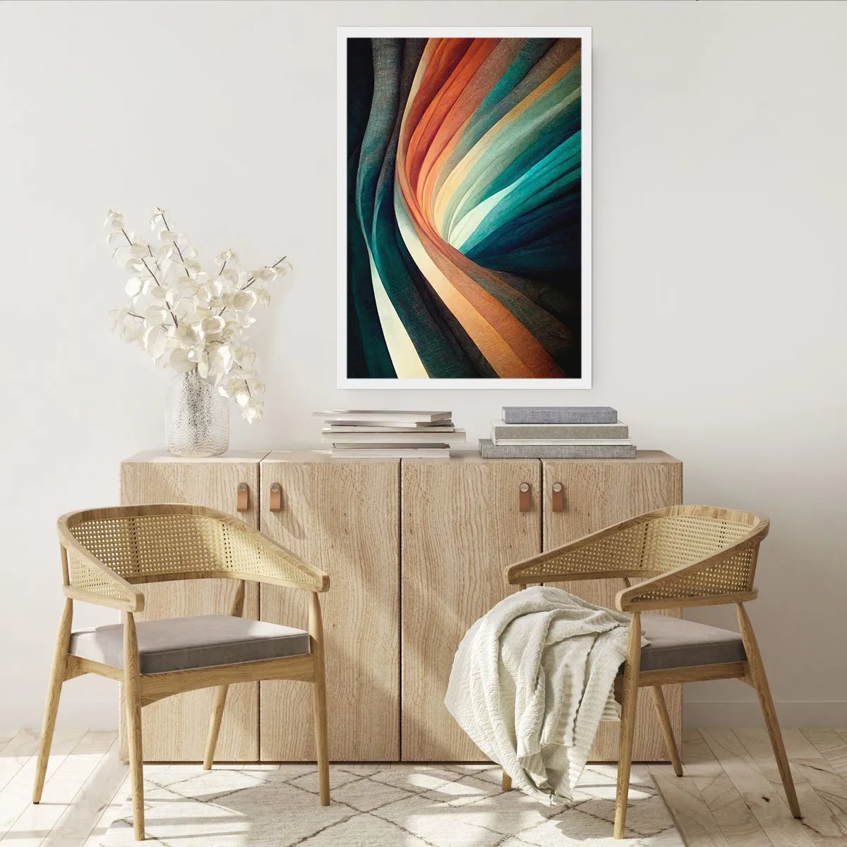 Plakat - Abstrakcyjne kolorowe wirujące pasma - 50x70cm - Utkane z barw - Nowoczesna dekoracja ścienna do salonu, kuchni i sypialni ARTTOR