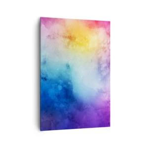 Obraz na płótnie - Abstrakcyjna kompozycja w pastelowych odcieniach różu i błękitu - 70x100cm - Prawie w siódmym niebie - Nowoczesna dekoracja ścienna do salonu i sypialni ARTTOR