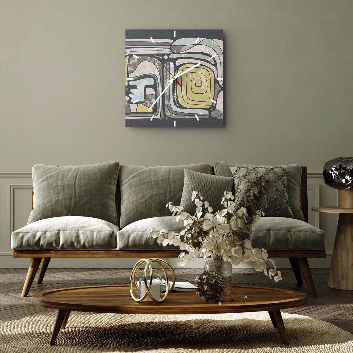 Zegar ścienny - Abstrakcja w duchu prekolumbijskim - 30x30 cm