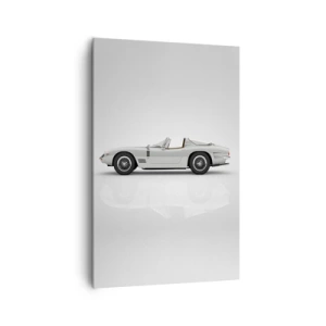 Obraz na płótnie - Klasyczny biały kabriolet na jasnym tle - 80x120cm - Obietnica zabawy - Nowoczesna dekoracja ścienna do salonu i sypialni ARTTOR