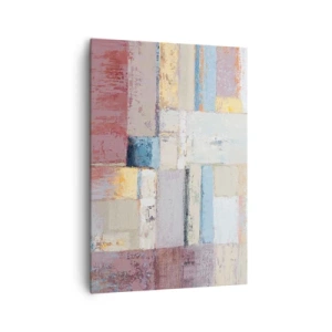 Obraz na płótnie - Geometryczna kompozycja w pastelowych barwach - 70x100cm - Spokój geometrii - Nowoczesna dekoracja ścienna do salonu i sypialni ARTTOR