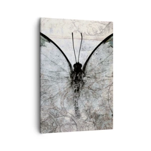 Obraz na płótnie - Delikatny motyl na tle ornamentów w stylu vintage - 50x70cm - W secesyjnym stylu - Nowoczesna dekoracja ścienna do salonu, kuchni i sypialni ARTTOR