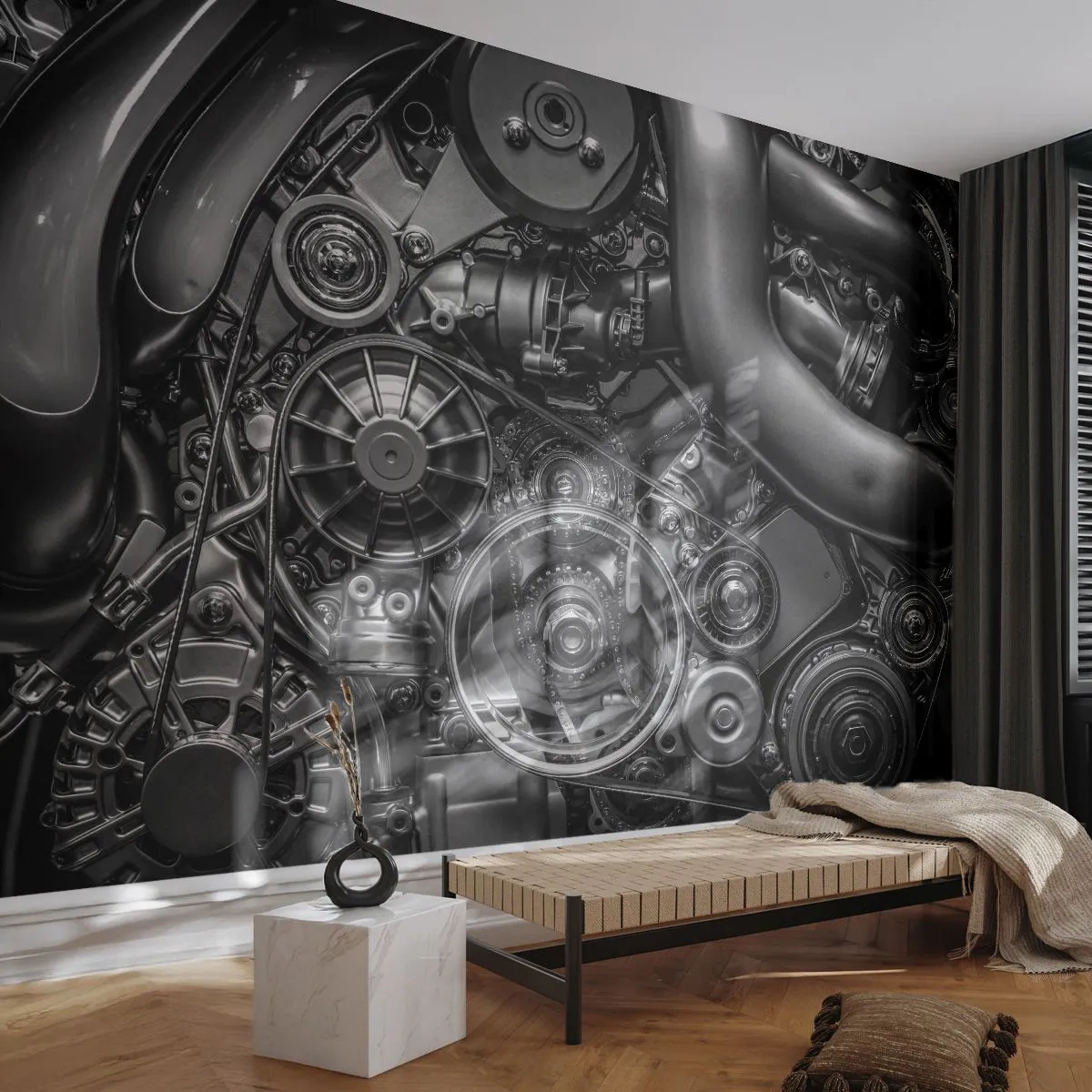 Fototapeta Samoprzylepna Deluxe Sticker - Poezja mechaniki - Silnik, Mechanik, Metal - 500x350 cm