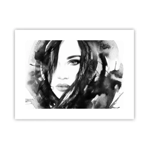 Plakat - Portret damy w czerni i bieli - 40x30 cm