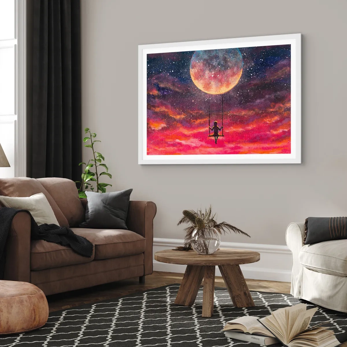 Plakat w białej ramie - Bujać w obłokach - 40x30 cm