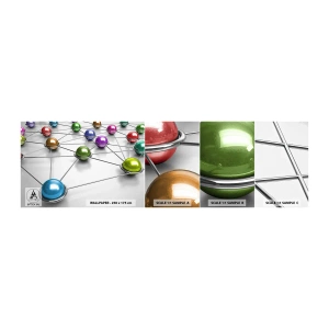 Fototapeta Próbka Samoprzylepna Deluxe Sticker - Kosmiczna pajęczyna - Abstrakcja, Metalowe Kule, 3D - 100x30 cm