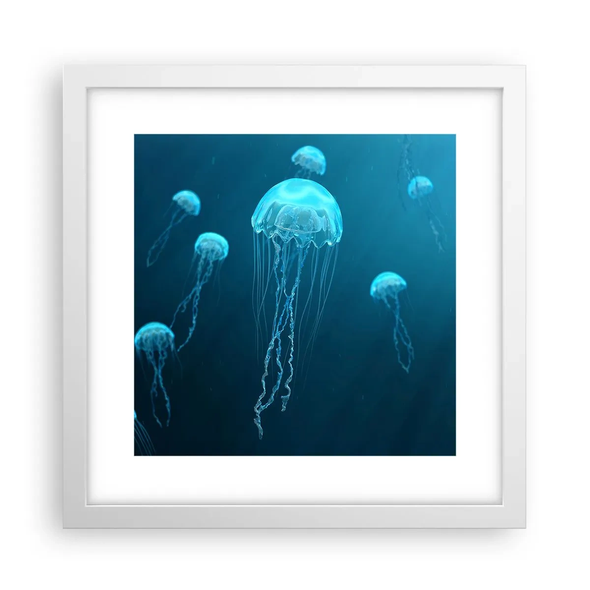 Plakat w białej ramie - Oceaniczny taniec - 30x30 cm