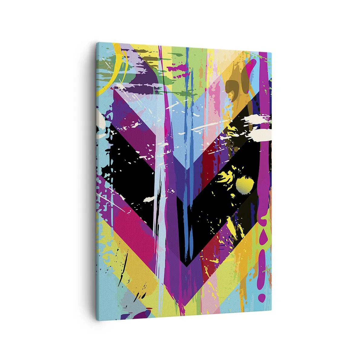 Obraz na płótnie - Kolorowa abstrakcja z geometrycznym wzorem w kształcie strzałek - 50x70cm - Z góry na dół - Nowoczesna dekoracja ścienna do salonu, kuchni i sypialni ARTTOR