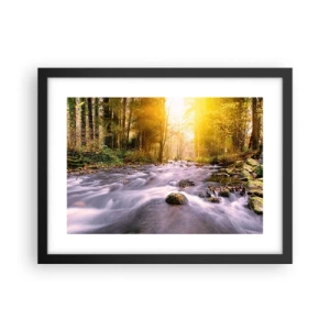 Plakat w czarnej ramie - Malachit w srebrno-złotej oprawie - 40x30 cm