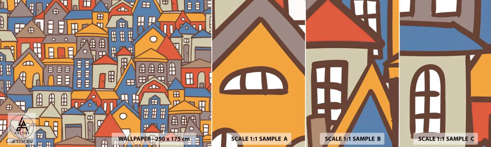 Fototapeta Próbka Samoprzylepna Deluxe Sticker - Za domem dom - Miasto, Architektura, Stare Miasto - 100x30 cm