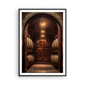 Plakat w czarnej ramie - Klimatyczna piwnica - 70x100 cm