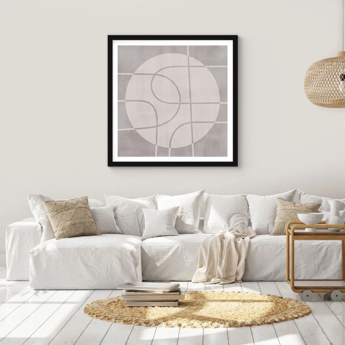 Plakat w czarnej ramie - Koliście i na wprost - 60x60 cm