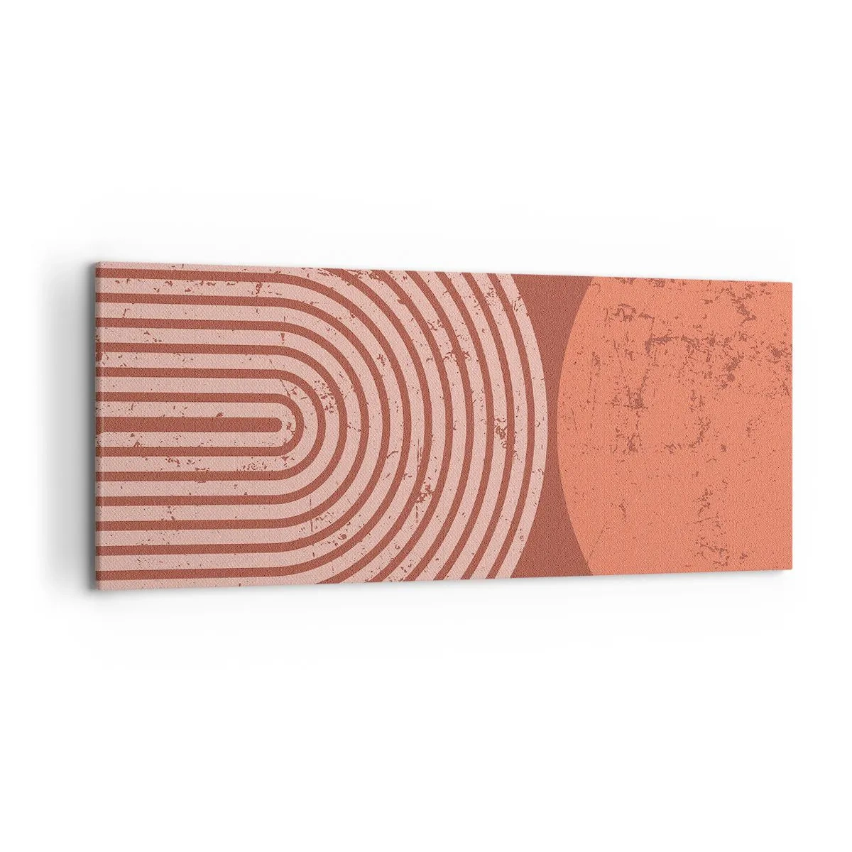 Obraz na płótnie - Geometryczne wzory w odcieniach terrakoty na vintage tle - 120x50cm - Bliska relacja - Nowoczesna dekoracja ścienna do salonu i sypialni ARTTOR