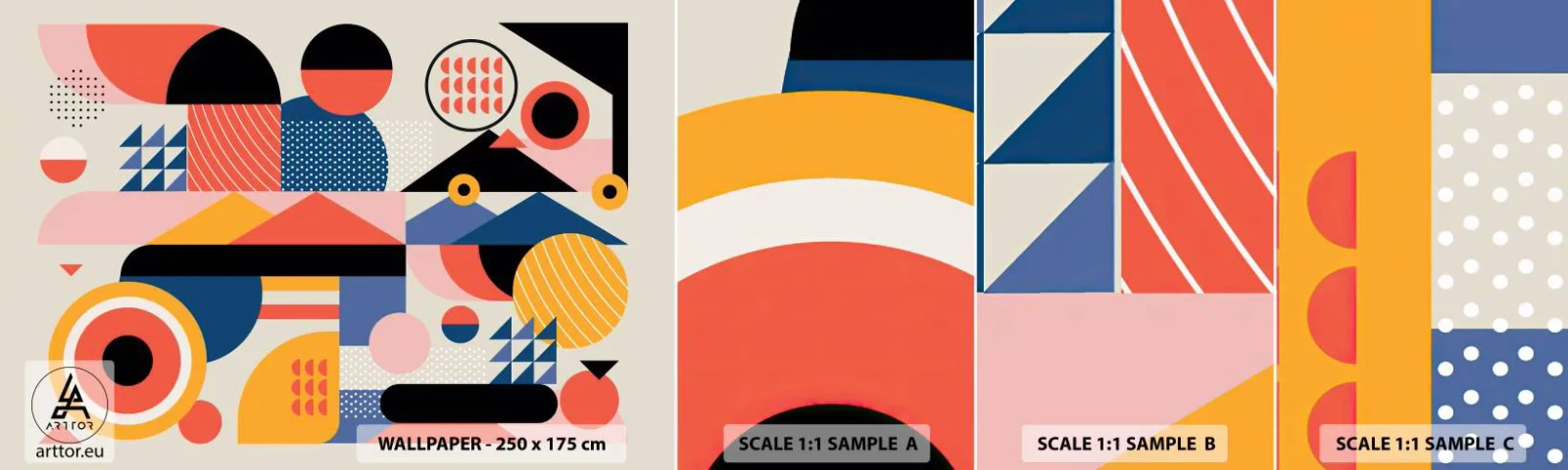 Fototapeta Próbka Samoprzylepna Deluxe Sticker - Kompozycja: pobaw się - Abstrakcja, Wektor, Nowoczesny - 100x30 cm