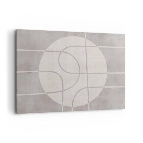 Obraz na płótnie - Geometryczny wzór w odcieniach szarości i bieli - 100x70cm - Koliście i na wprost - Nowoczesna dekoracja ścienna do salonu, kuchni i sypialni ARTTOR