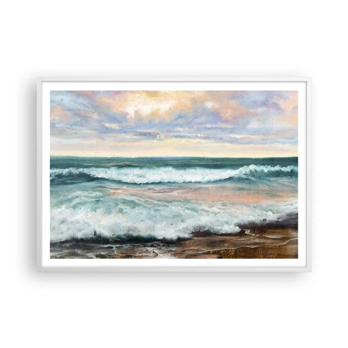 Plakat w białej ramie - Tutaj wygładzisz duszę - 100x70 cm