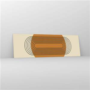 Obraz na szkle - Geometryczny wzór z pomarańczowym kołem i liniami - 160x50cm - Plan doskonały - Nowoczesna dekoracja ścienna do salonu i sypialni ARTTOR