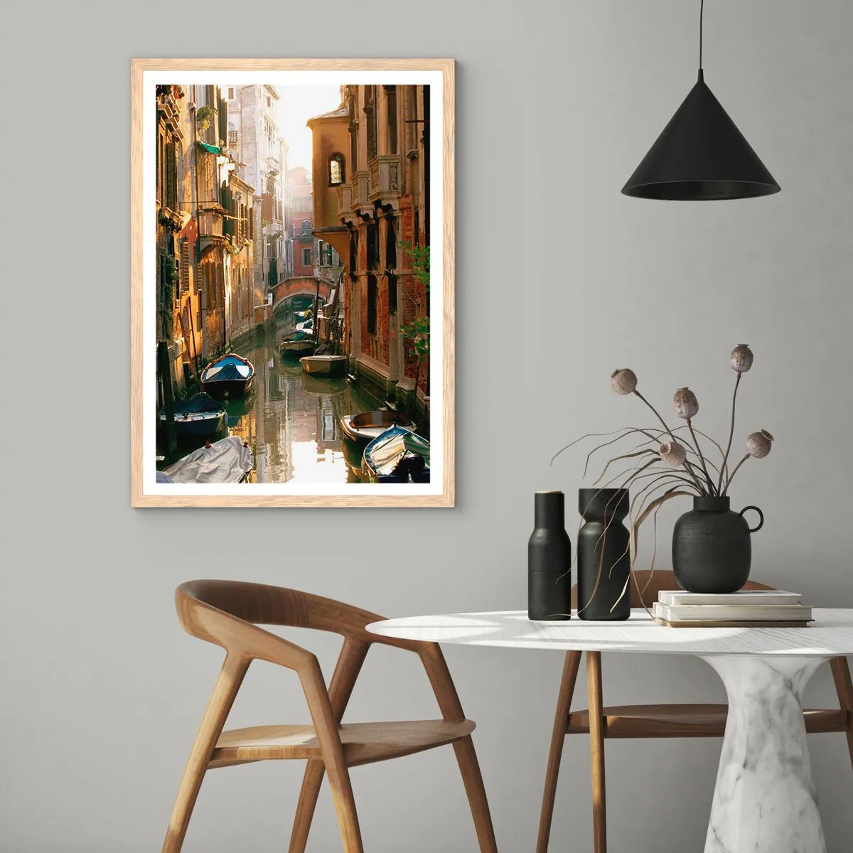 Plakat w ramie jasny dąb - W weneckim zaułku - 61x91 cm
