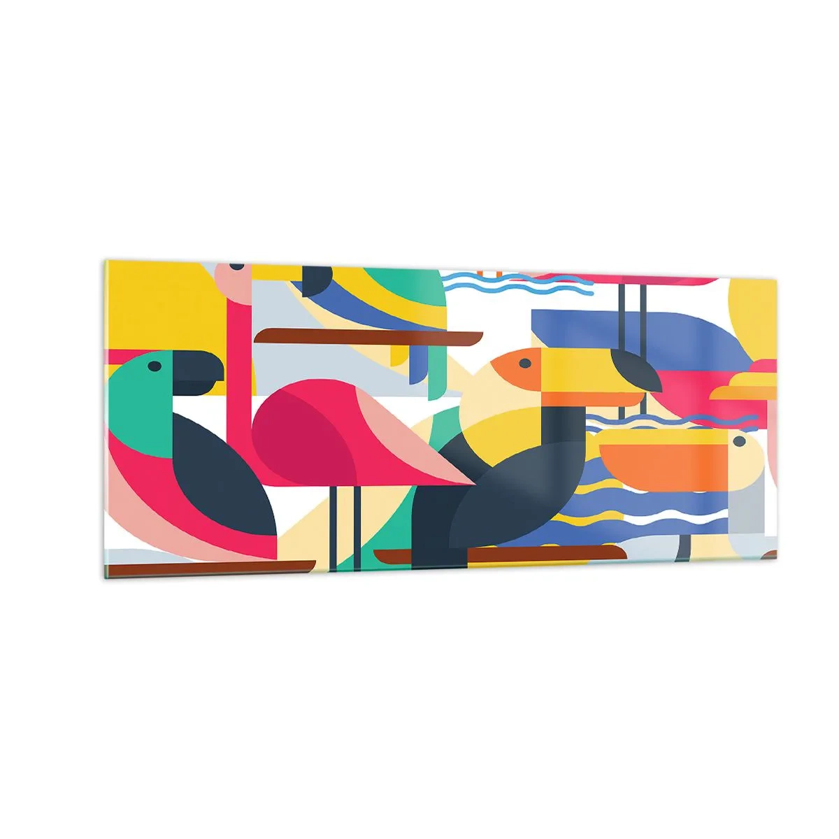 Obraz na szkle - Ptasie party - 100x40 cm