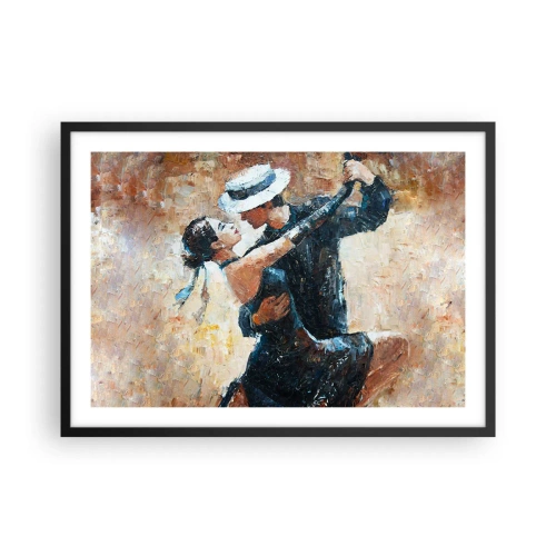 Plakat w czarnej ramie - Para tańcząca tango w romantycznym, eleganckim stylu - 70x50cm - A la Rudolf Valentino - Nowoczesna dekoracja ścienna do salonu i sypialni ARTTOR