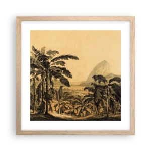 Plakat w ramie jasny dąb - w kolonialnym klimacie - 40x40 cm