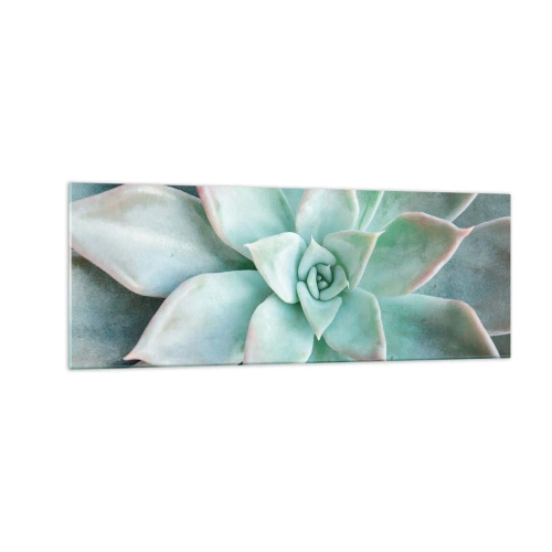 Obraz na szkle - Zbliżenie na zielony sukulent - 140x50cm - Serce pustyni - Nowoczesna dekoracja ścienna do salonu i sypialni ARTTOR