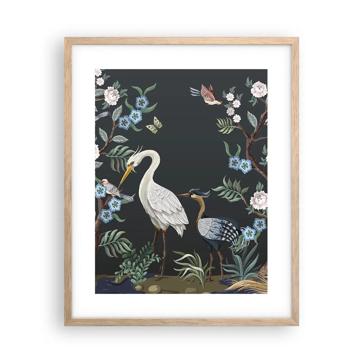 Plakat w ramie jasny dąb - Ptasia parada - 40x50 cm