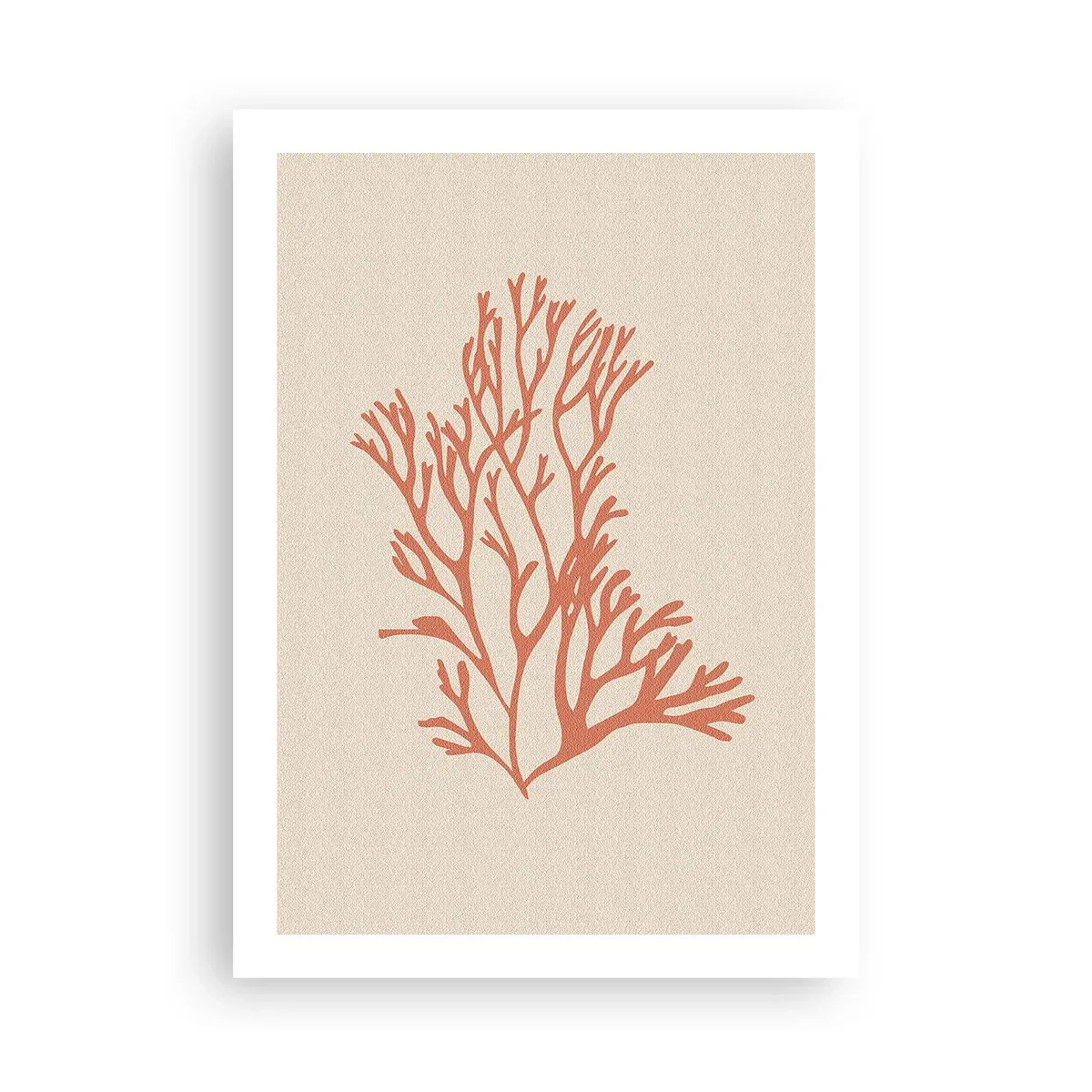 Plakat - Delikatna ilustracja koralowca na jasnym tle - 50x70cm - Koralowy filigran - Nowoczesna dekoracja ścienna do salonu, kuchni i sypialni ARTTOR