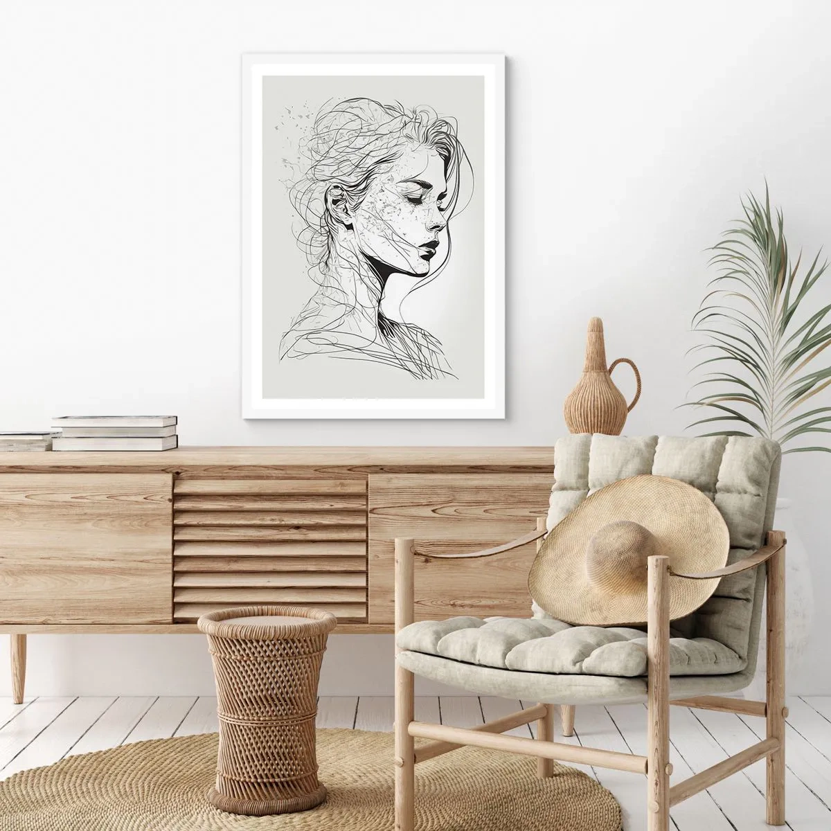 Plakat w białej ramie - Portret w zamyśleniu - 40x50 cm