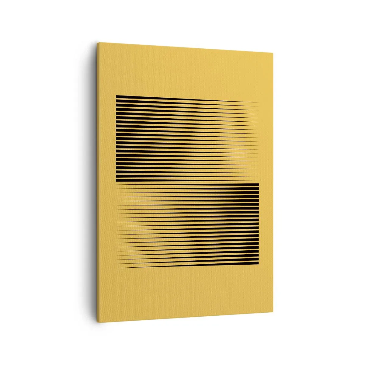 Obraz na płótnie - Minimalistyczna kompozycja poziomych linii na żółtym tle - 50x70cm - Kwadratura przeciwieństw - Nowoczesna dekoracja ścienna do salonu, kuchni i sypialni ARTTOR