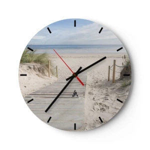 Zegar ścienny - Drewniana ścieżka prowadząca na plażę z widokiem na morze - 30x30cm - Po horyzont - Nowoczesna dekoracja ścienna do salonu, kuchni i sypialni ARTTOR