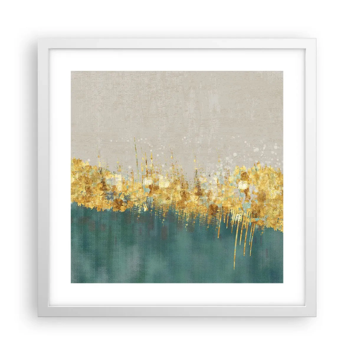 Plakat w białej ramie - Złota granica - 40x40 cm