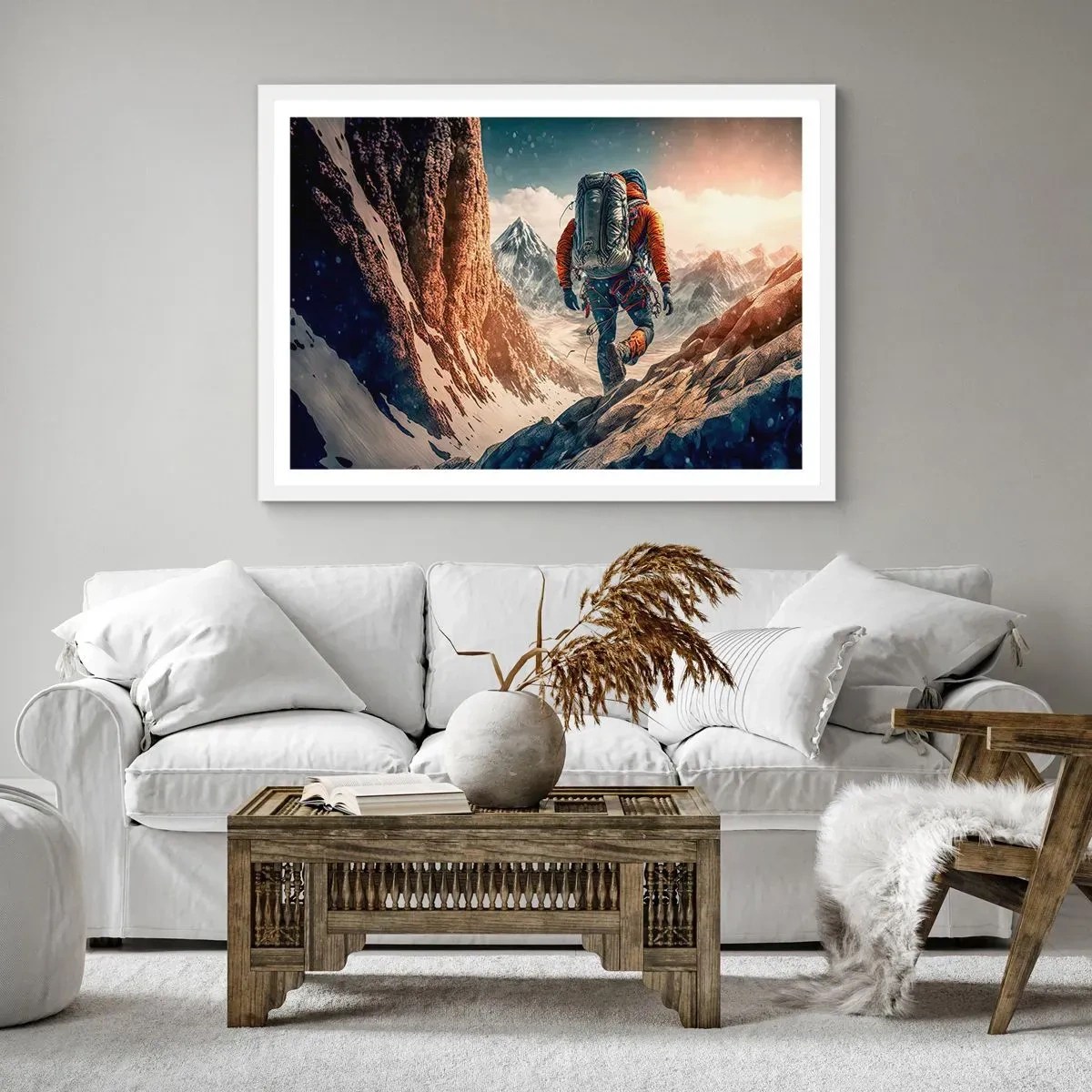 Plakat w białej ramie - Samotny wojownik - 100x70 cm