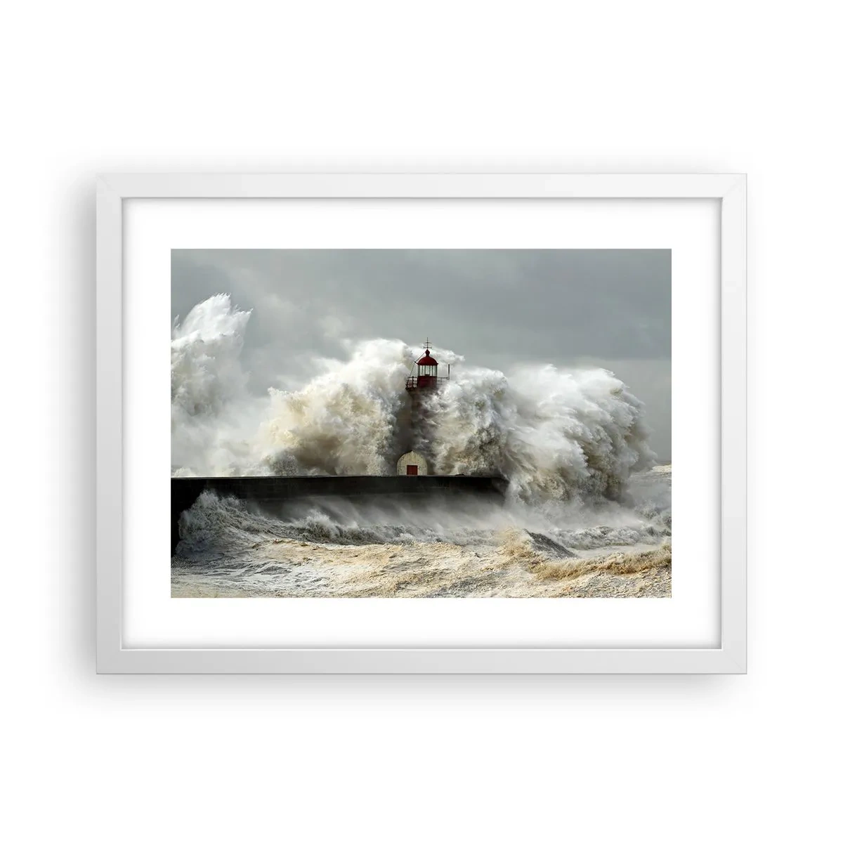 Plakat w białej ramie - Gniew oceanu - 40x30 cm