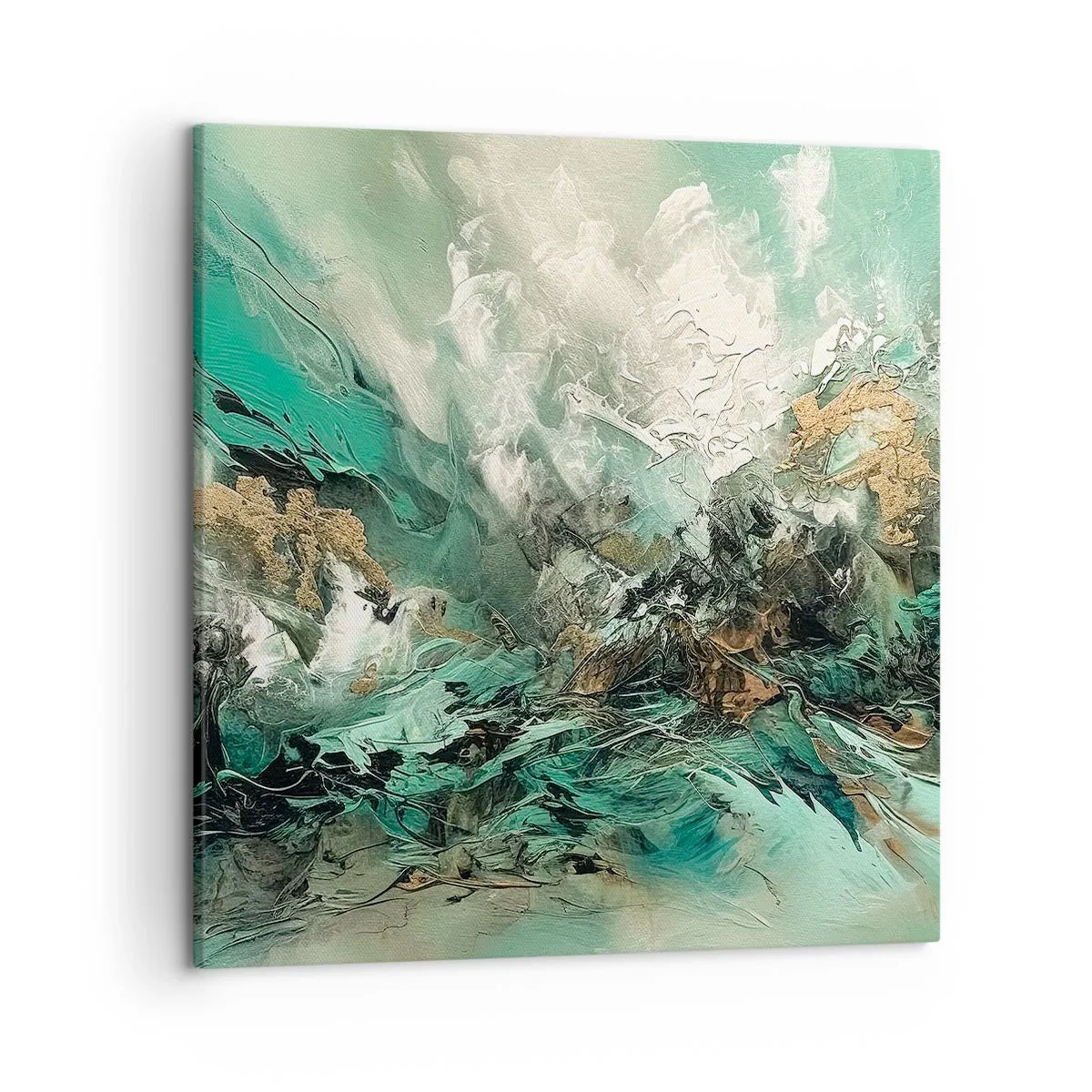 Obraz na płótnie - Szmaragdowo-czarna kipiel - 50x50 cm