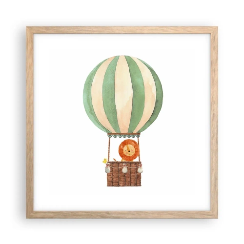 Plakat w ramie jasny dąb - Podróże Leona - 40x40 cm