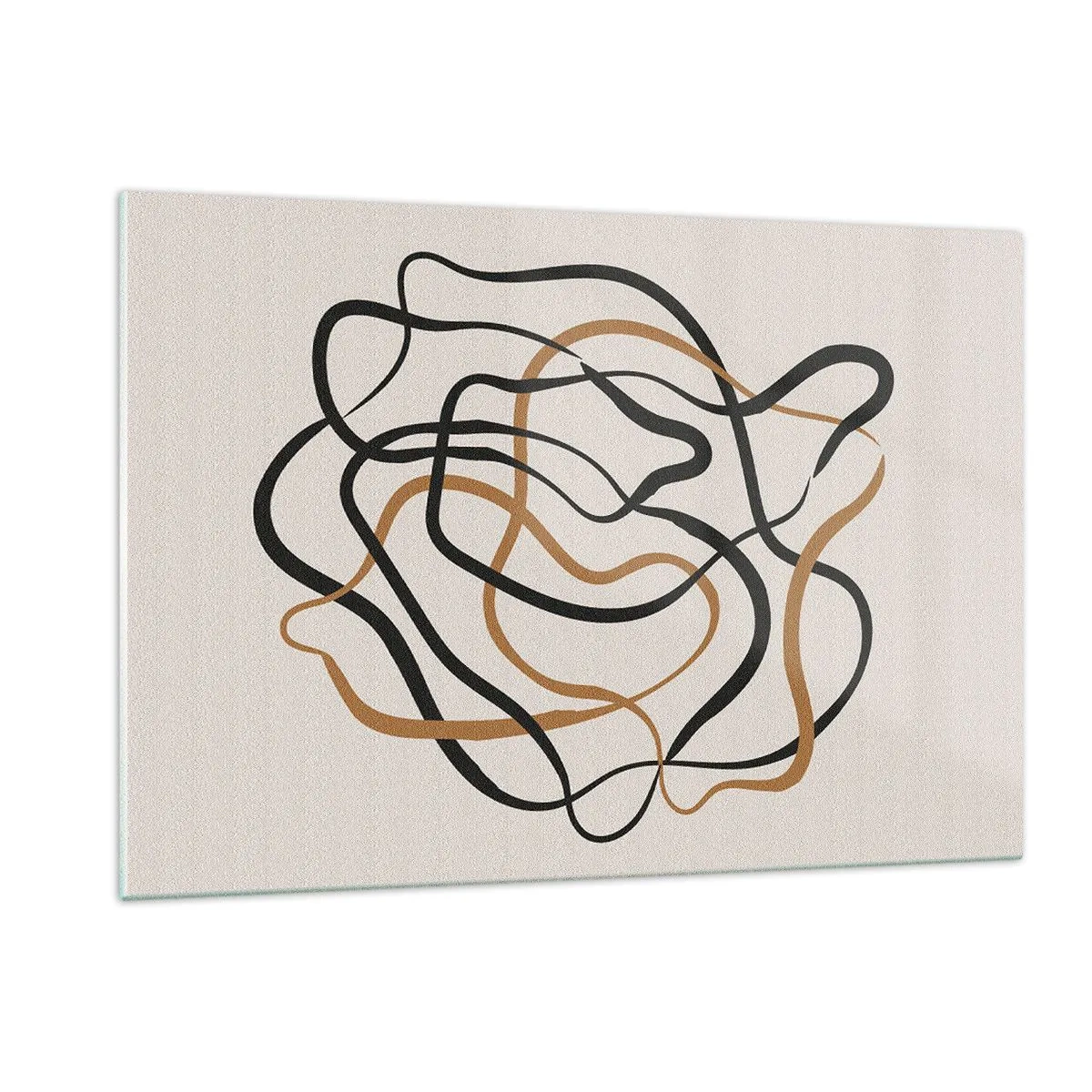 Obraz na szkle - Abstrakcyjna plątanina linii w czerni i brązie - 120x80cm - Wszystko się pokręciło - Nowoczesna dekoracja ścienna do salonu, kuchni i sypialni ARTTOR