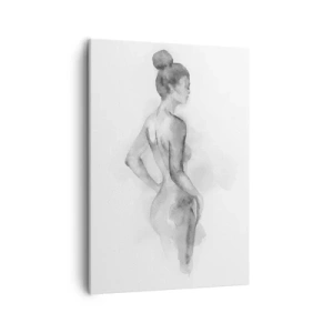 Obraz na płótnie - Akwarelowa sylwetka kobiety w odcieniach szarości - 50x70cm - Piękna jak malowanie - Nowoczesna dekoracja ścienna do salonu, kuchni i sypialni ARTTOR