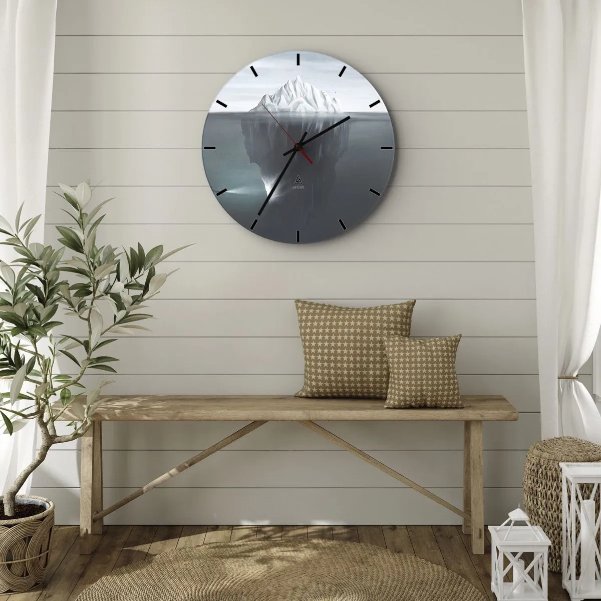 Zegar ścienny - Góra lodowa z widoczną częścią podwodną w chłodnych tonach - 30x30cm - Podwodna tajemnica - Nowoczesna dekoracja ścienna do salonu, kuchni i sypialni ARTTOR