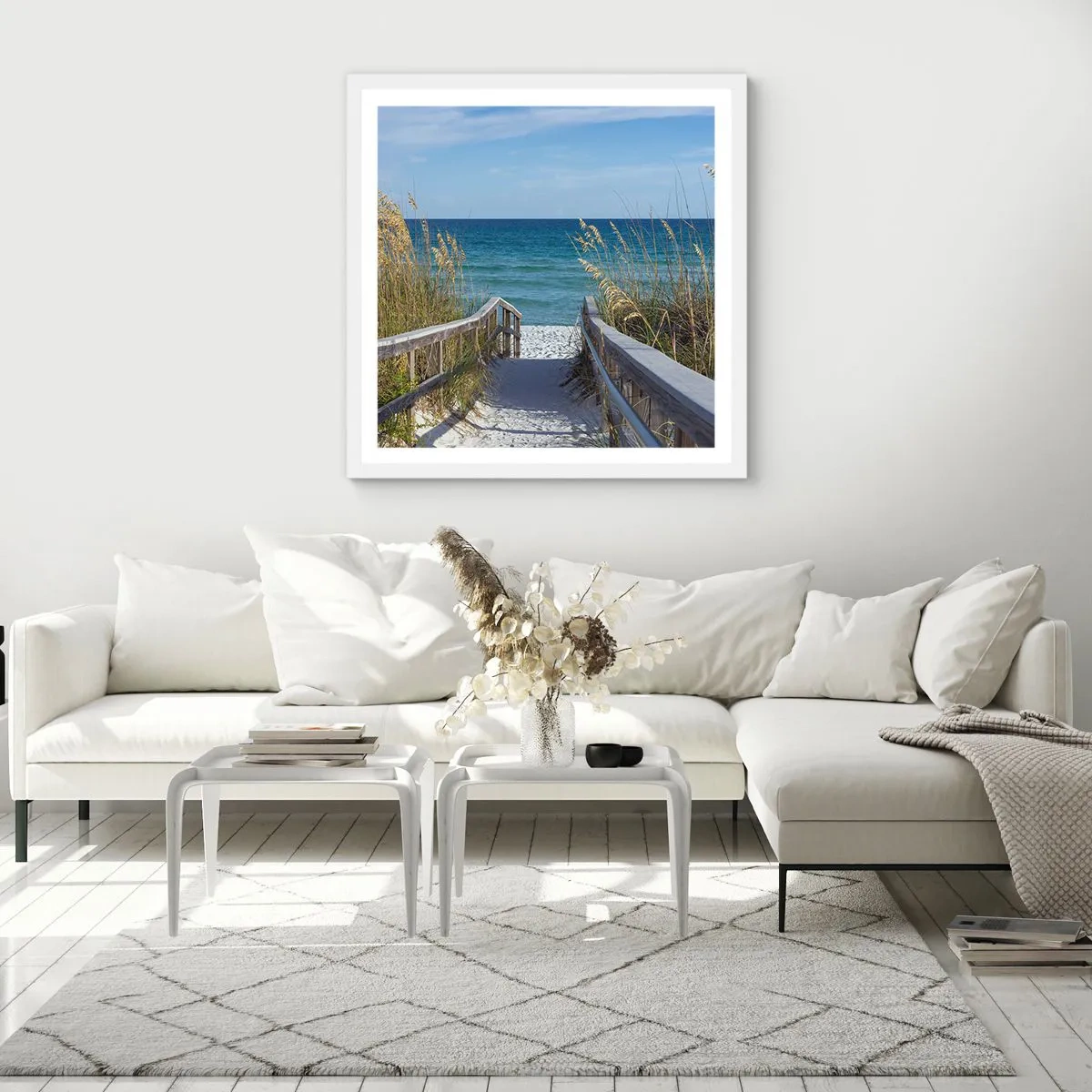 Plakat w białej ramie - W słońcu, na wietrze - 50x50 cm