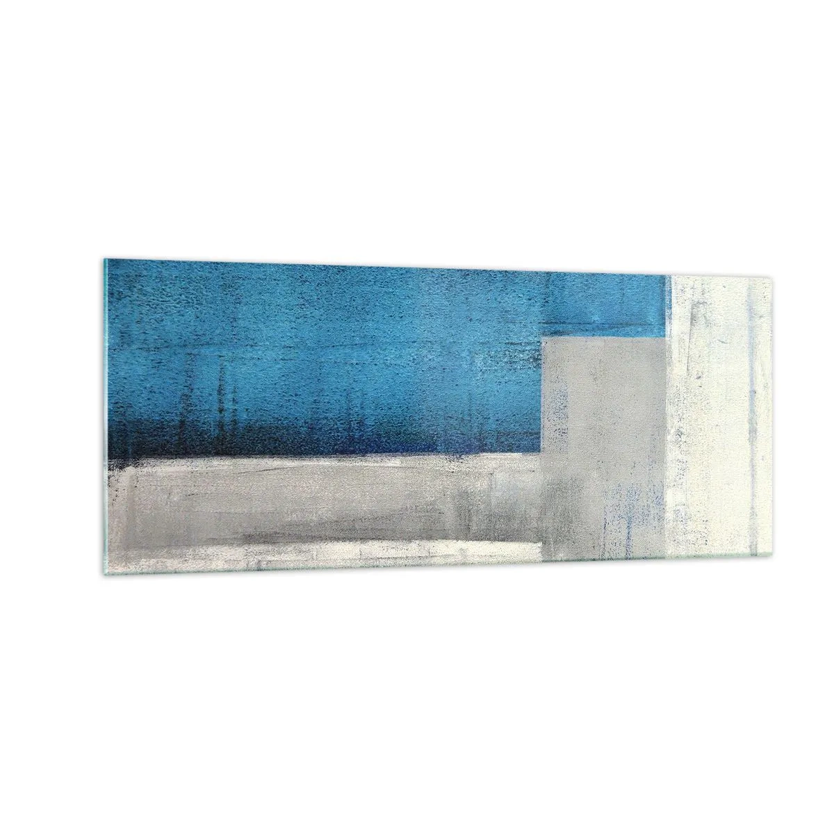 Obraz na szkle - Kompozycja poetycka szarości i błękitu - 100x40 cm