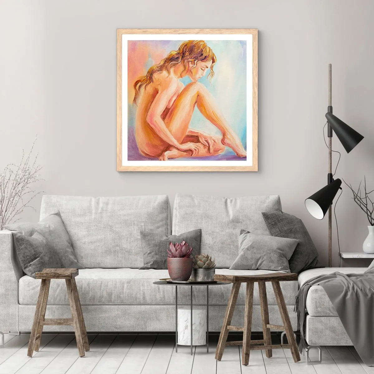 Plakat w ramie jasny dąb - Akt młodości - 50x50 cm