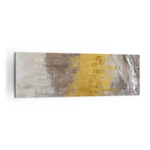 Obraz na płótnie - Złoty i beżowy abstrakcyjny wzór - 160x50cm - Złocisty podmuch - Nowoczesna dekoracja ścienna do salonu i sypialni ARTTOR