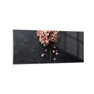 Obraz na szkle - Delikatny kwiat hortensji na ciemnym tle - 120x50cm - Prawdziwie romantyczny znak - Nowoczesna dekoracja ścienna do salonu i sypialni ARTTOR