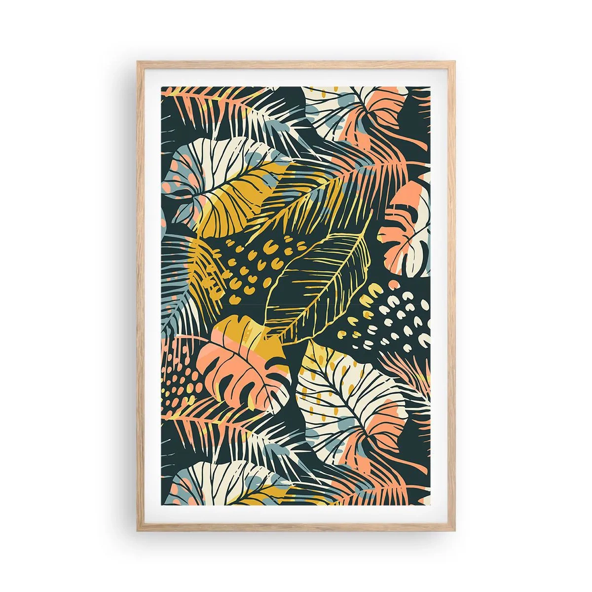 Plakat w ramie jasny dąb - Liściasta fantazja - 61x91 cm