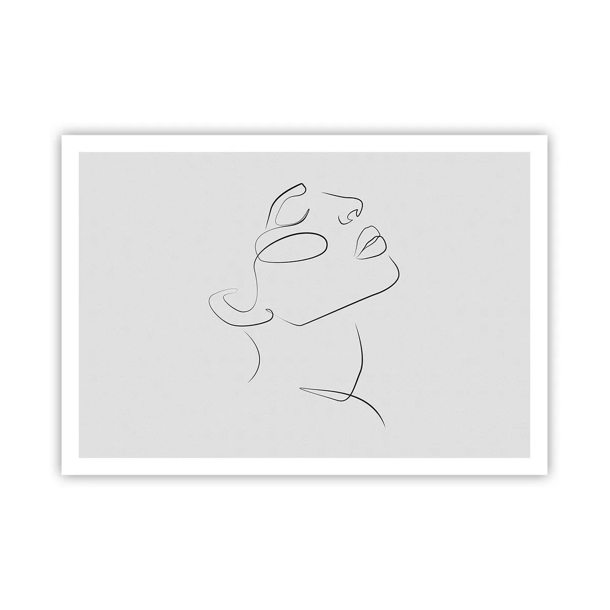 Plakat - Minimalistyczny szkic kobiecej twarzy w profilu - 100x70cm - Meandry marzenia - Nowoczesna dekoracja ścienna do salonu i sypialni ARTTOR