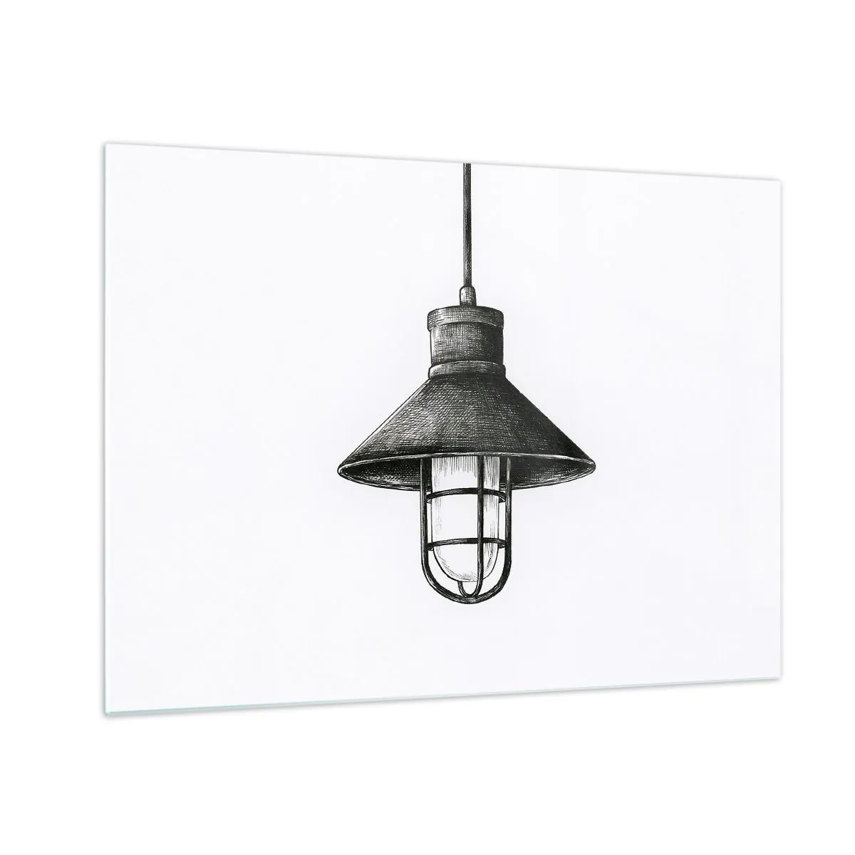 Obraz na szkle - Czarna lampa wisząca w stylu industrialnym - 70x50cm - Jak przed laty… - Nowoczesna dekoracja ścienna do salonu i sypialni ARTTOR