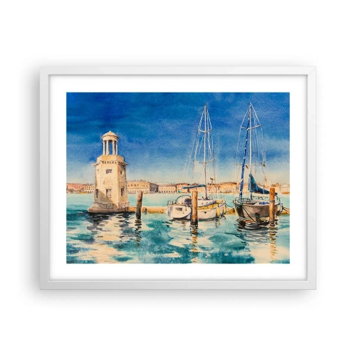 Plakat w białej ramie - Słoneczna laguna - 50x40 cm